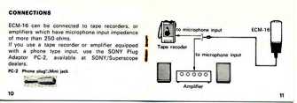 Mikrofon SONY ECM-16 - návod k použití
