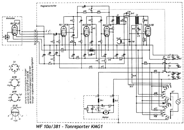 Magnetofon KMG1 schéma zapojení